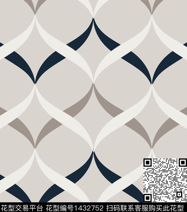 撞色几何肌理传统印花华亿平台下载（图片编号: 1432752） - 瓦栏（Walan）