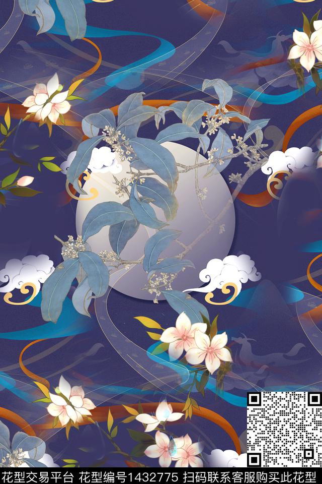 香云纱真丝中国风数码印花华亿平台下载（图片编号: 1432775） - 瓦栏（Walan）