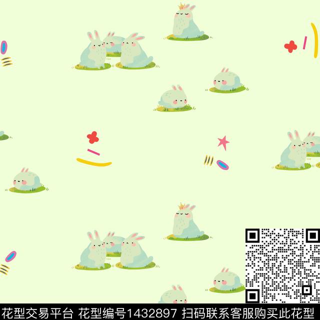 可爱兔子传统印花华亿平台下载（图片编号: 1432897） - 瓦栏（Walan）