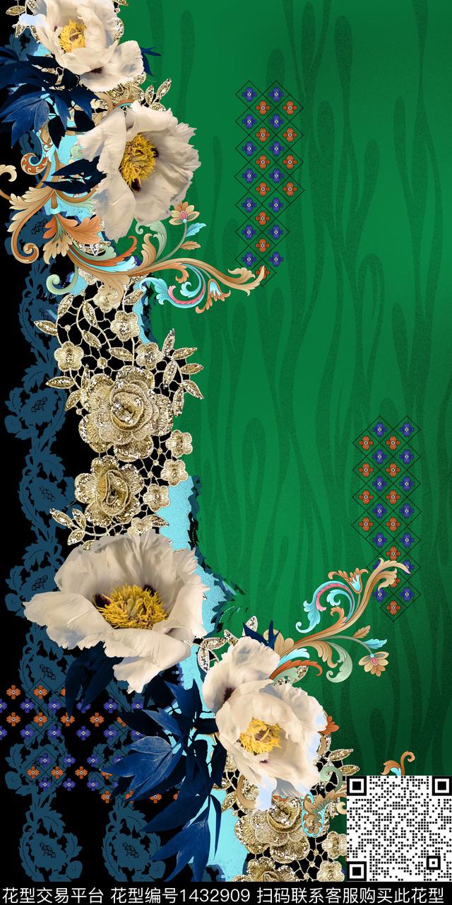 花卉抽象秋冬华亿平台数码印花华亿平台下载（图片编号: 1432909） - 瓦栏（Walan）