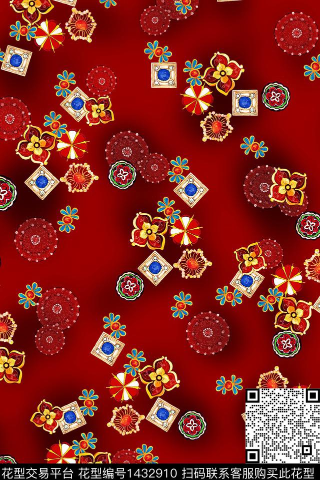 连衣裙几何大牌风数码印花华亿平台下载（图片编号: 1432910） - 瓦栏（Walan）