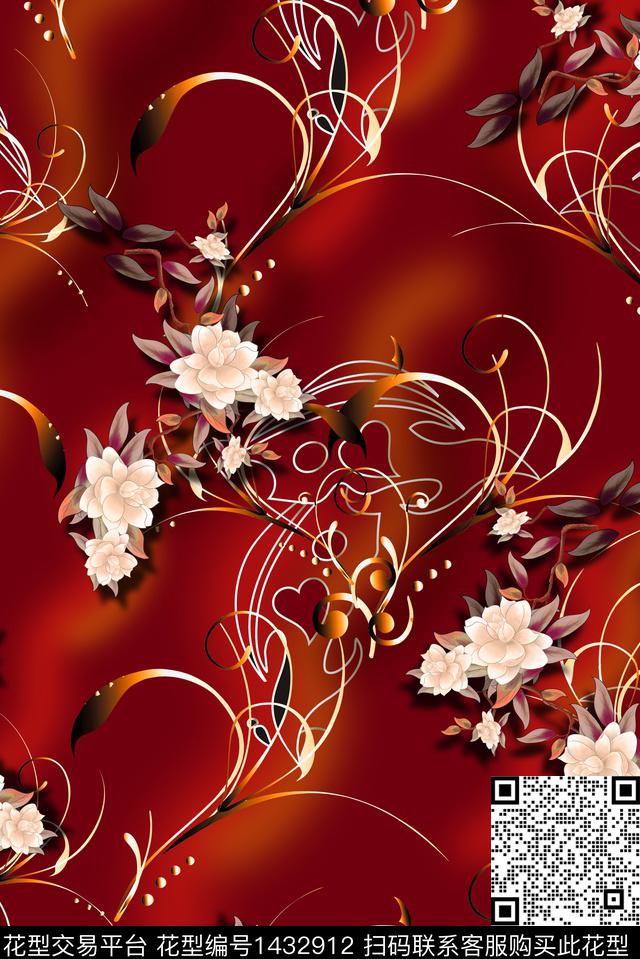 连衣裙几何大牌风数码印花华亿平台下载（图片编号: 1432912） - 瓦栏（Walan）