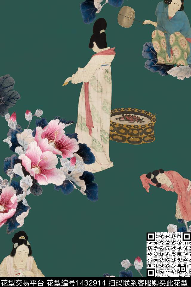 连衣裙唐装肌理数码印花华亿平台下载（图片编号: 1432914） - 瓦栏（Walan）