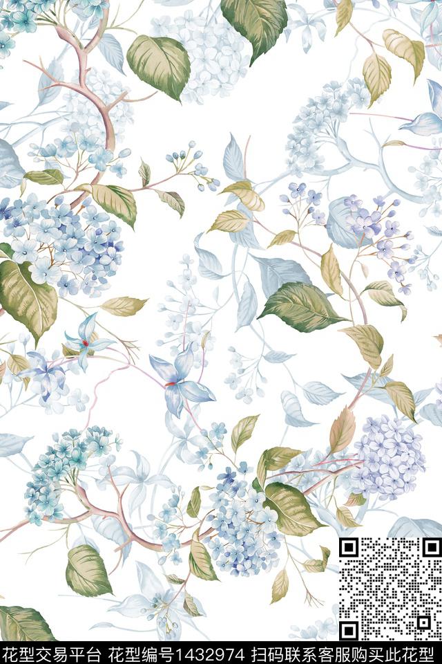 绿植树叶清爽底花卉旗袍传统印花华亿平台下载（图片编号: 1432974） - 瓦栏（Walan）