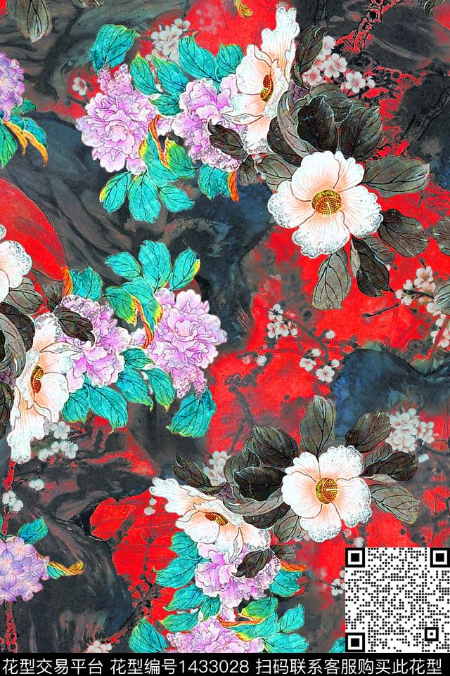 旗袍香云纱中国风数码印花华亿平台下载（图片编号: 1433028） - 瓦栏（Walan）