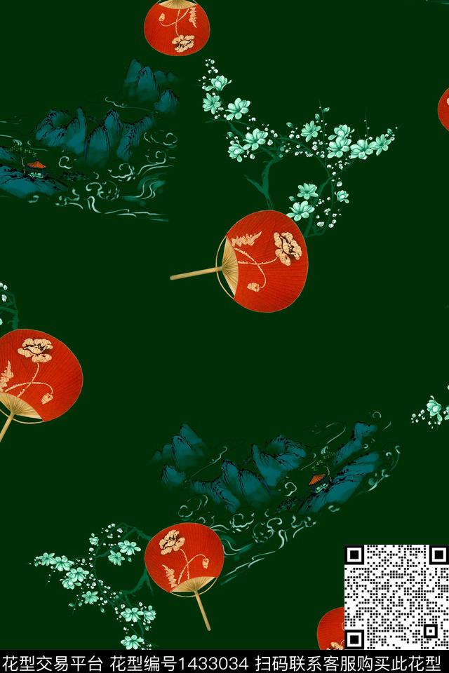 绿植树叶民族风花卉数码印花华亿平台下载（图片编号: 1433034） - 瓦栏（Walan）