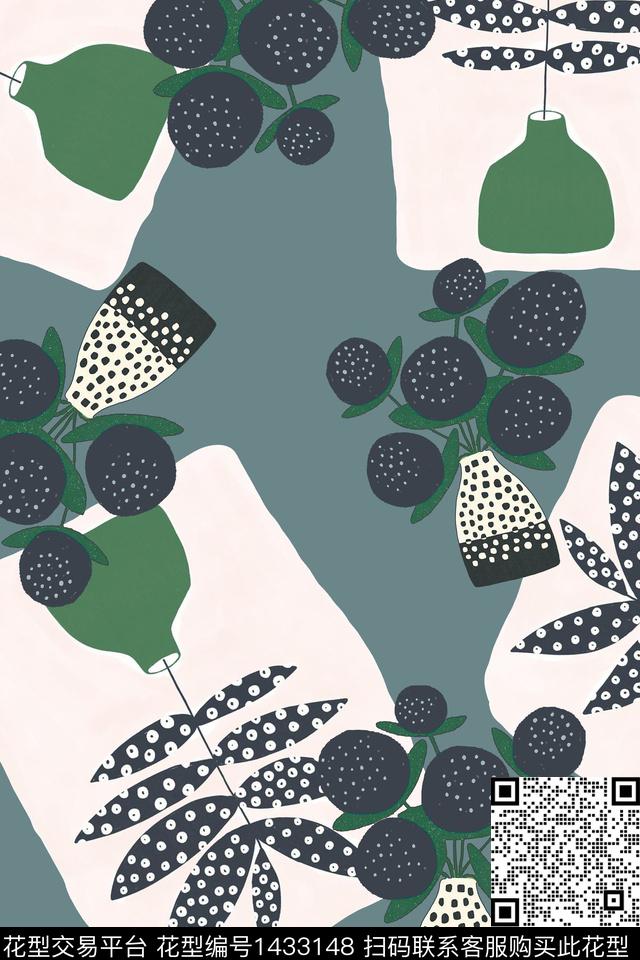 植物艺术手绘数码印花华亿平台下载（图片编号: 1433148） - 瓦栏（Walan）