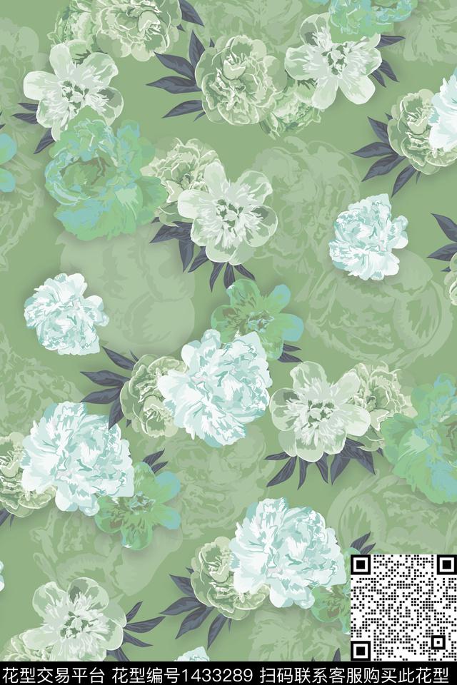 红花复古花卉数码印花华亿平台下载（图片编号: 1433289） - 瓦栏（Walan）