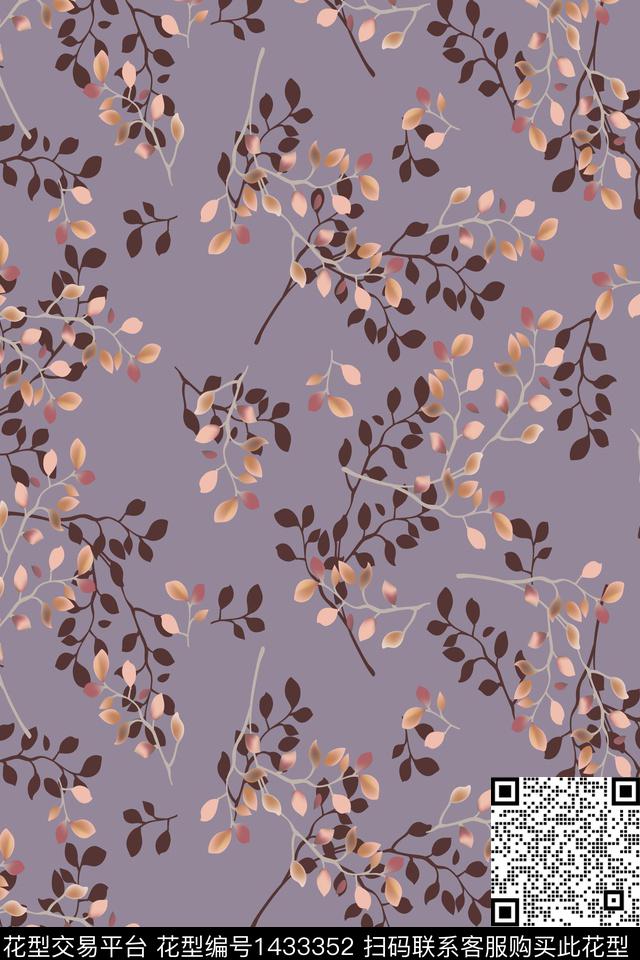 热带华亿平台绿植树叶水彩肌理传统印花华亿平台下载（图片编号: 1433352） - 瓦栏（Walan）