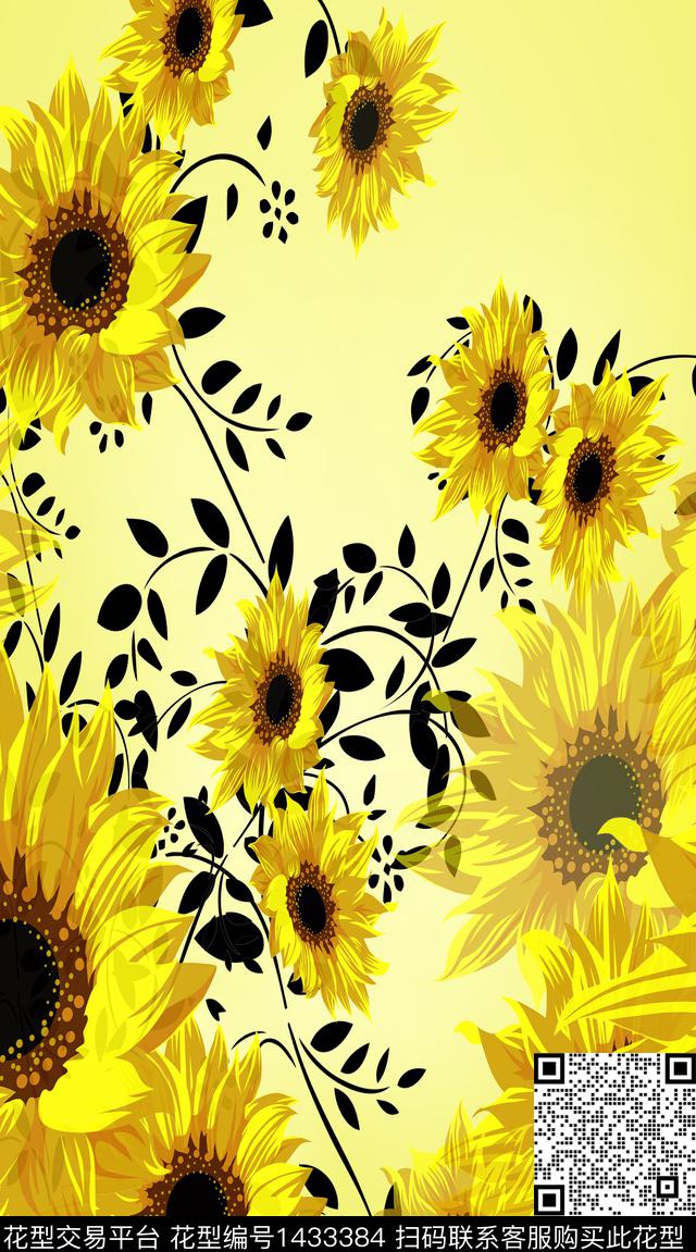 绿植树叶定位花扎染华亿平台数码印花华亿平台下载（图片编号: 1433384） - 瓦栏（Walan）