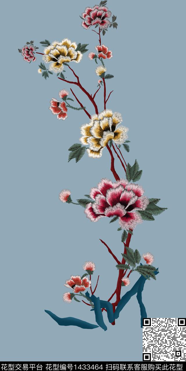 女装定位花民族风花卉数码印花华亿平台下载（图片编号: 1433464） - 瓦栏（Walan）