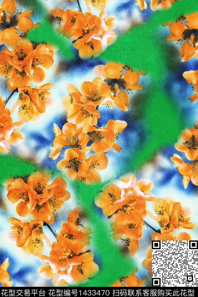 花卉大牌风扎染华亿平台数码印花华亿平台下载（图片编号: 1433470） - 瓦栏（Walan）