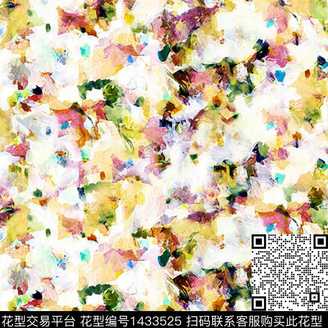 水彩肌理抽象花卉传统印花华亿平台下载（图片编号: 1433525） - 瓦栏（Walan）