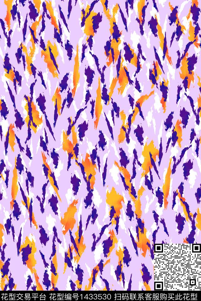 肌理抽象花卉大牌风传统印花华亿平台下载（图片编号: 1433530） - 瓦栏（Walan）