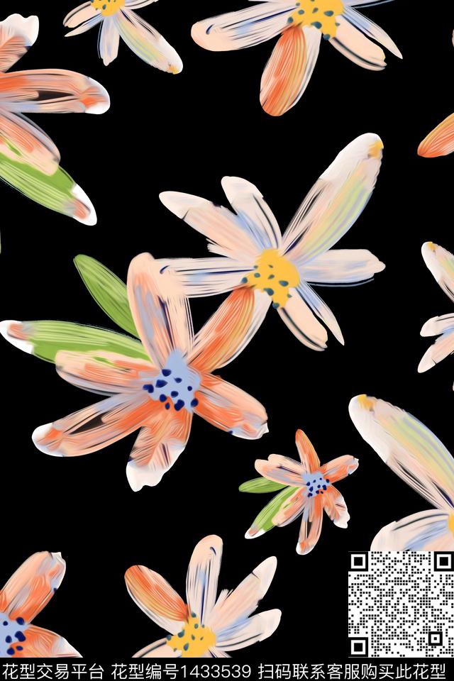 花卉大牌风小清新数码印花华亿平台下载（图片编号: 1433539） - 瓦栏（Walan）