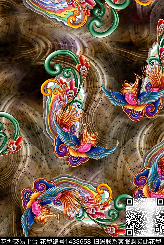 民族风复古香云纱数码印花华亿平台下载（图片编号: 1433658） - 瓦栏（Walan）