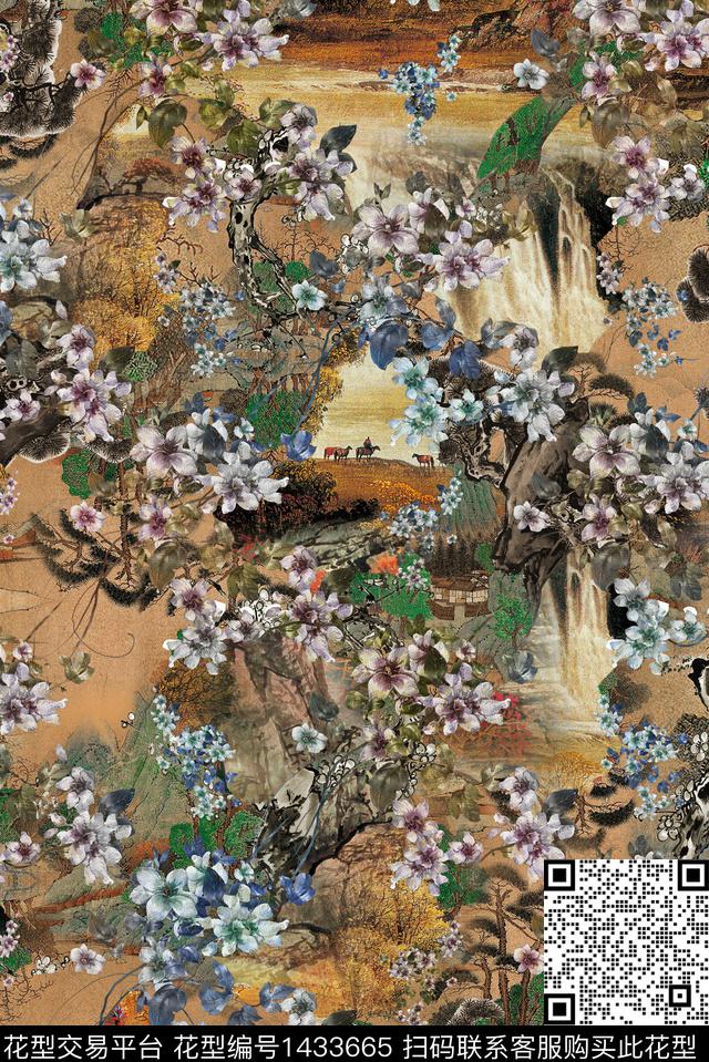 民族风复古香云纱数码印花华亿平台下载（图片编号: 1433665） - 瓦栏（Walan）