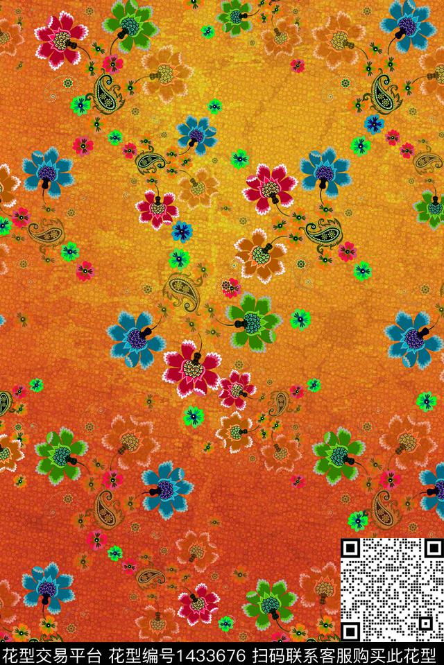 民族风复古香云纱数码印花华亿平台下载（图片编号: 1433676） - 瓦栏（Walan）
