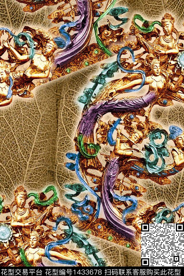 民族风复古香云纱数码印花华亿平台下载（图片编号: 1433678） - 瓦栏（Walan）