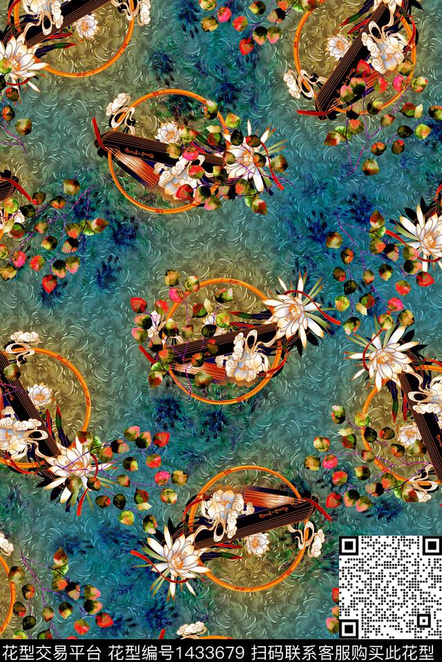 民族风复古香云纱数码印花华亿平台下载（图片编号: 1433679） - 瓦栏（Walan）