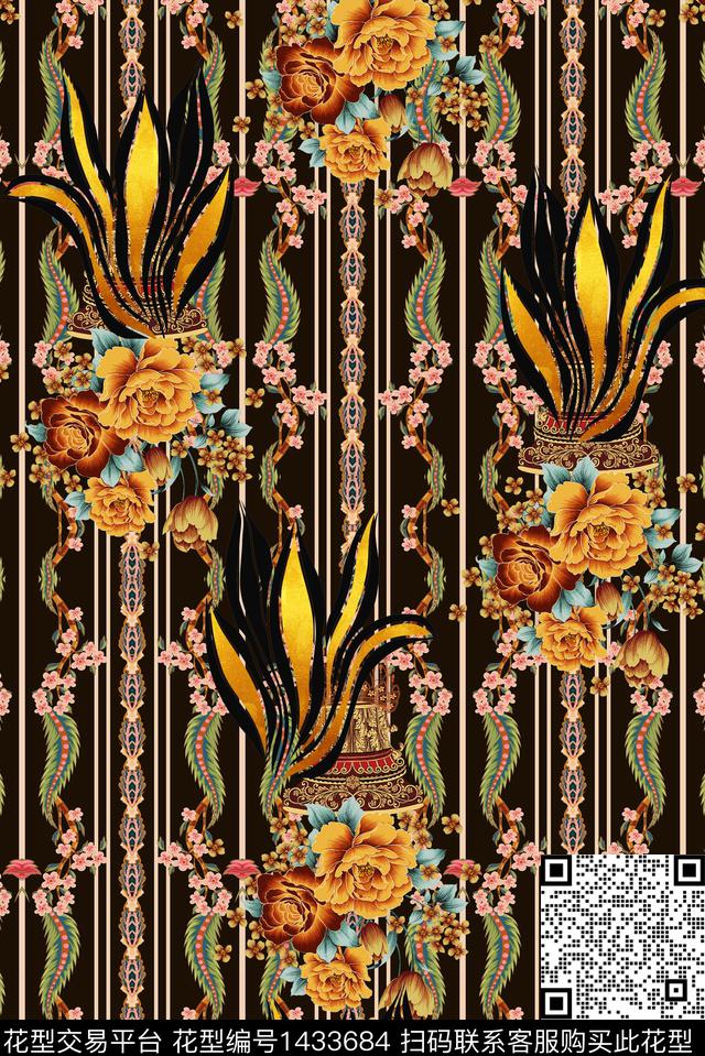 民族风复古香云纱数码印花华亿平台下载（图片编号: 1433684） - 瓦栏（Walan）