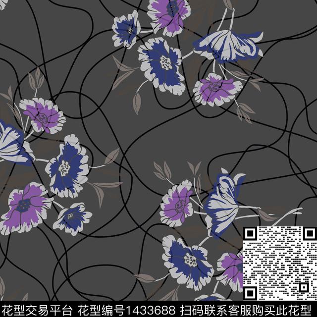 数码华亿平台花卉大牌风数码印花华亿平台下载（图片编号: 1433688） - 瓦栏（Walan）