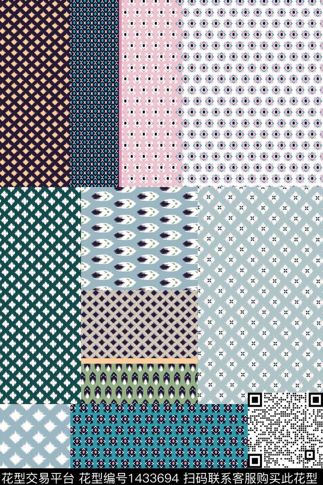 民族花卉几何大牌风数码印花华亿平台下载（图片编号: 1433694） - 瓦栏（Walan）