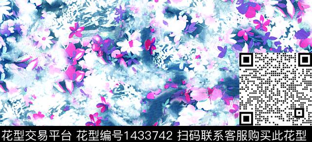 几何扎染华亿平台花卉数码印花华亿平台下载（图片编号: 1433742） - 瓦栏（Walan）