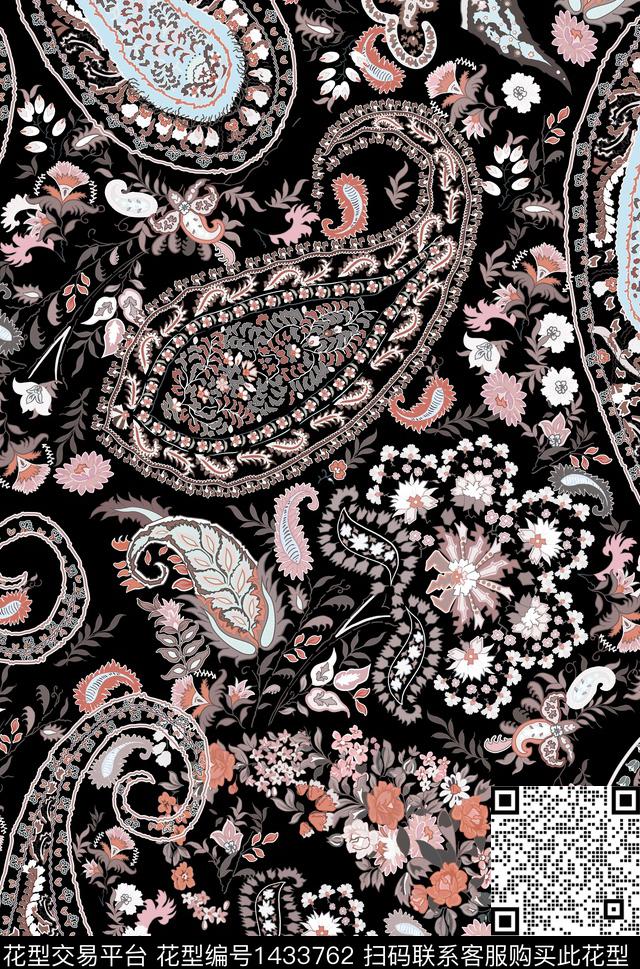 民族花卉扎染华亿平台佩斯利传统印花华亿平台下载（图片编号: 1433762） - 瓦栏（Walan）
