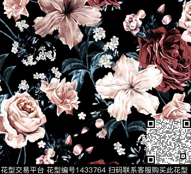 民族花卉花卉春夏华亿平台传统印花华亿平台下载（图片编号: 1433764） - 瓦栏（Walan）