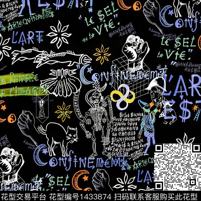 涂鸦字母趣味数码印花华亿平台下载（图片编号: 1433874） - 瓦栏（Walan）