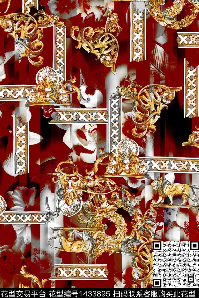 连衣裙几何肌理数码印花华亿平台下载（图片编号: 1433895） - 瓦栏（Walan）