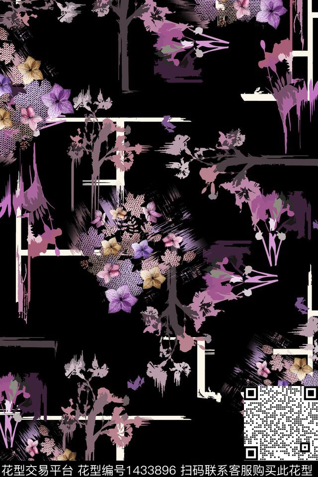 连衣裙几何肌理数码印花华亿平台下载（图片编号: 1433896） - 瓦栏（Walan）