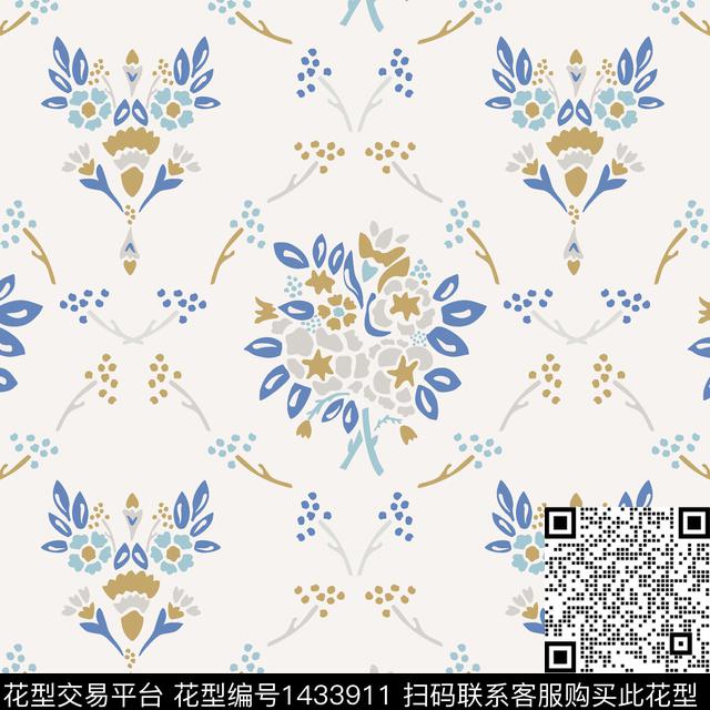 数码华亿平台复古花卉数码印花华亿平台下载（图片编号: 1433911） - 瓦栏（Walan）
