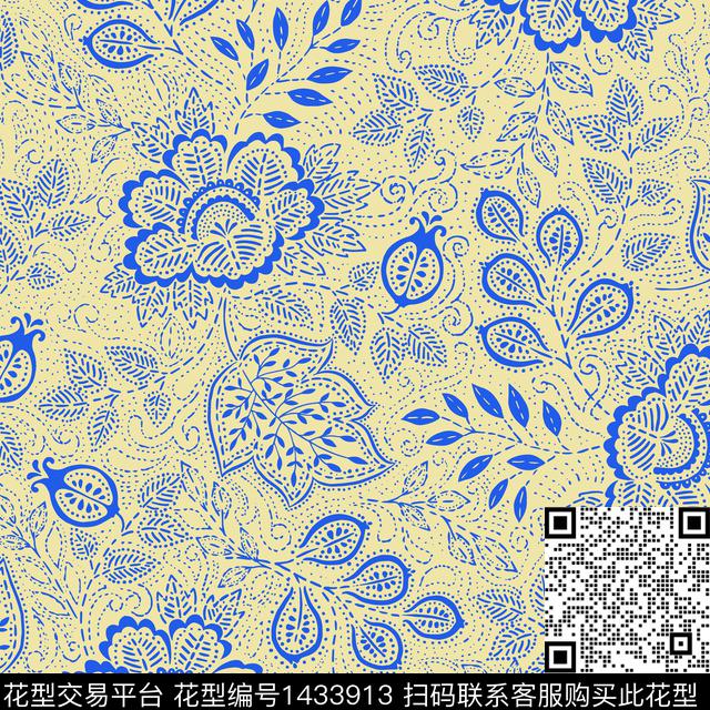 数码华亿平台复古花卉数码印花华亿平台下载（图片编号: 1433913） - 瓦栏（Walan）