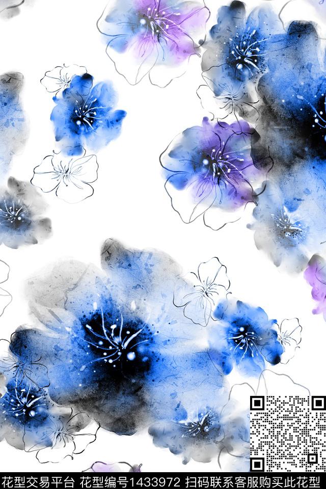 女装花卉水彩花卉数码印花华亿平台下载（图片编号: 1433972） - 瓦栏（Walan）