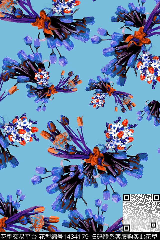 数码华亿平台花卉风格化花卉数码印花华亿平台下载（图片编号: 1434179） - 瓦栏（Walan）