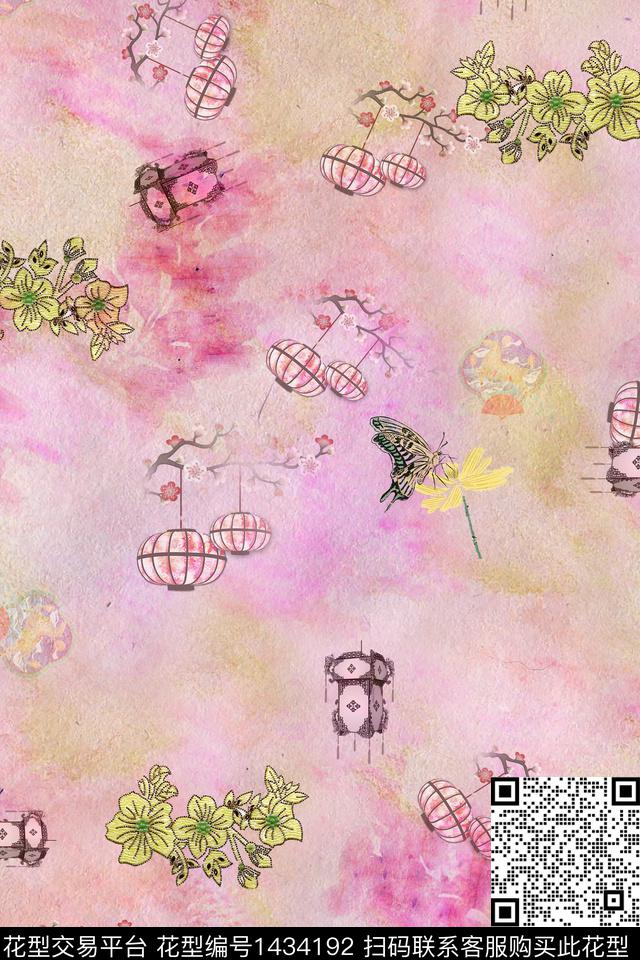 扇子绿植树叶女装数码印花华亿平台下载（图片编号: 1434192） - 瓦栏（Walan）