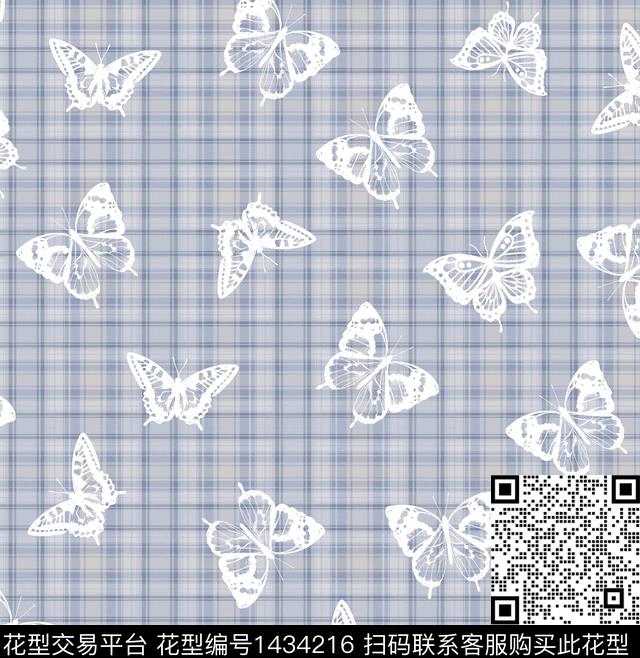 格子真丝蝴蝶数码印花华亿平台下载（图片编号: 1434216） - 瓦栏（Walan）