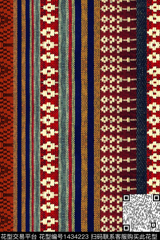 黑底花卉几何大牌风数码印花华亿平台下载（图片编号: 1434223） - 瓦栏（Walan）