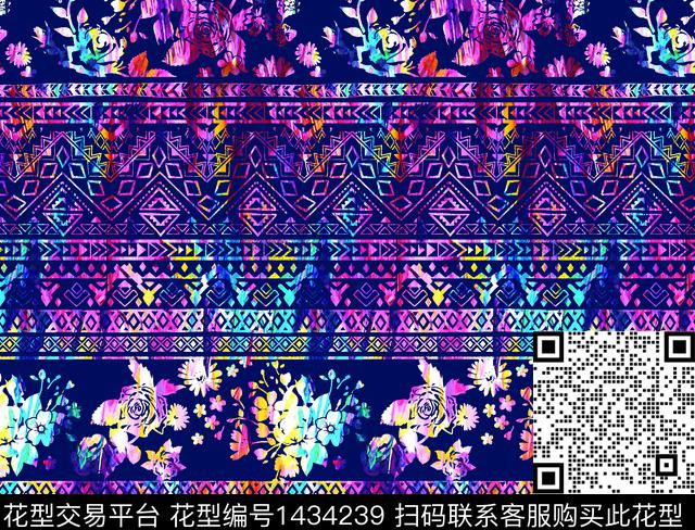 民族花卉花卉大牌风数码印花华亿平台下载（图片编号: 1434239） - 瓦栏（Walan）