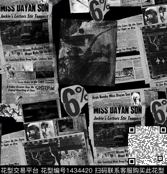 YOHJIYAMAMOTO大牌风报纸数码印花华亿平台下载（图片编号: 1434420） - 瓦栏（Walan）