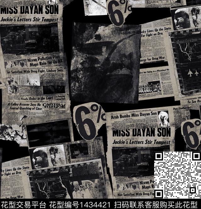 YOHJIYAMAMOTO大牌风报纸数码印花华亿平台下载（图片编号: 1434421） - 瓦栏（Walan）