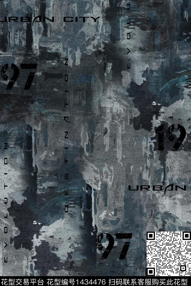 字母几何男装满版花数码印花华亿平台下载（图片编号: 1434476） - 瓦栏（Walan）