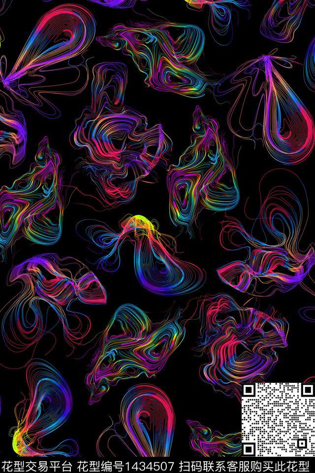 女装抽象创意数码印花华亿平台下载（图片编号: 1434507） - 瓦栏（Walan）