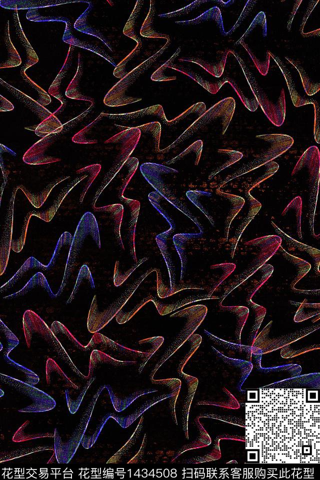 线条女装抽象数码印花华亿平台下载（图片编号: 1434508） - 瓦栏（Walan）