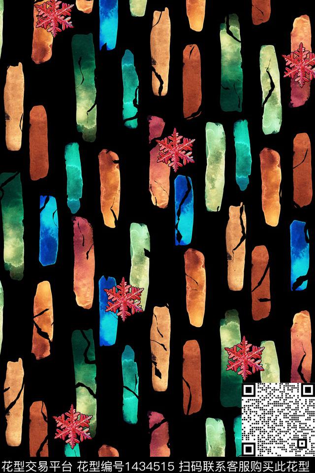 雪花水彩女装数码印花华亿平台下载（图片编号: 1434515） - 瓦栏（Walan）