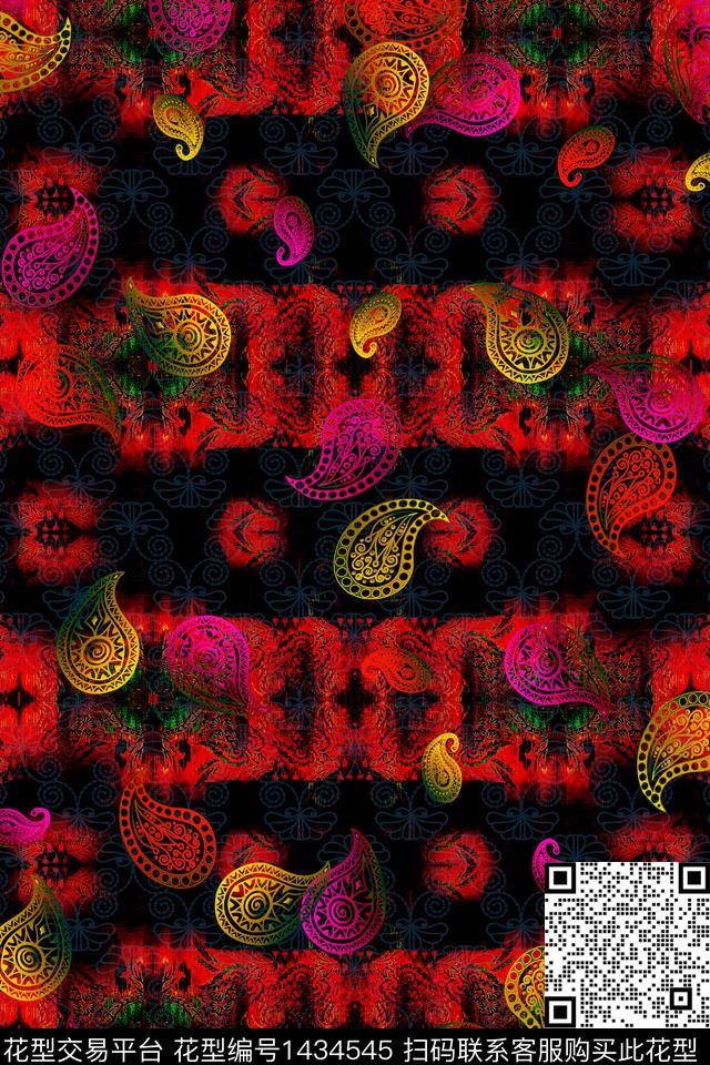 女装民族风佩斯利数码印花华亿平台下载（图片编号: 1434545） - 瓦栏（Walan）