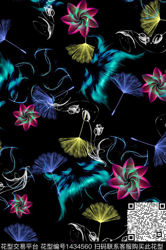 蒲公英女装花卉数码印花华亿平台下载（图片编号: 1434560） - 瓦栏（Walan）