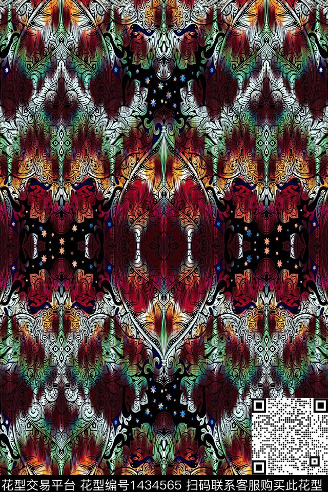 女装纹理民族风数码印花华亿平台下载（图片编号: 1434565） - 瓦栏（Walan）